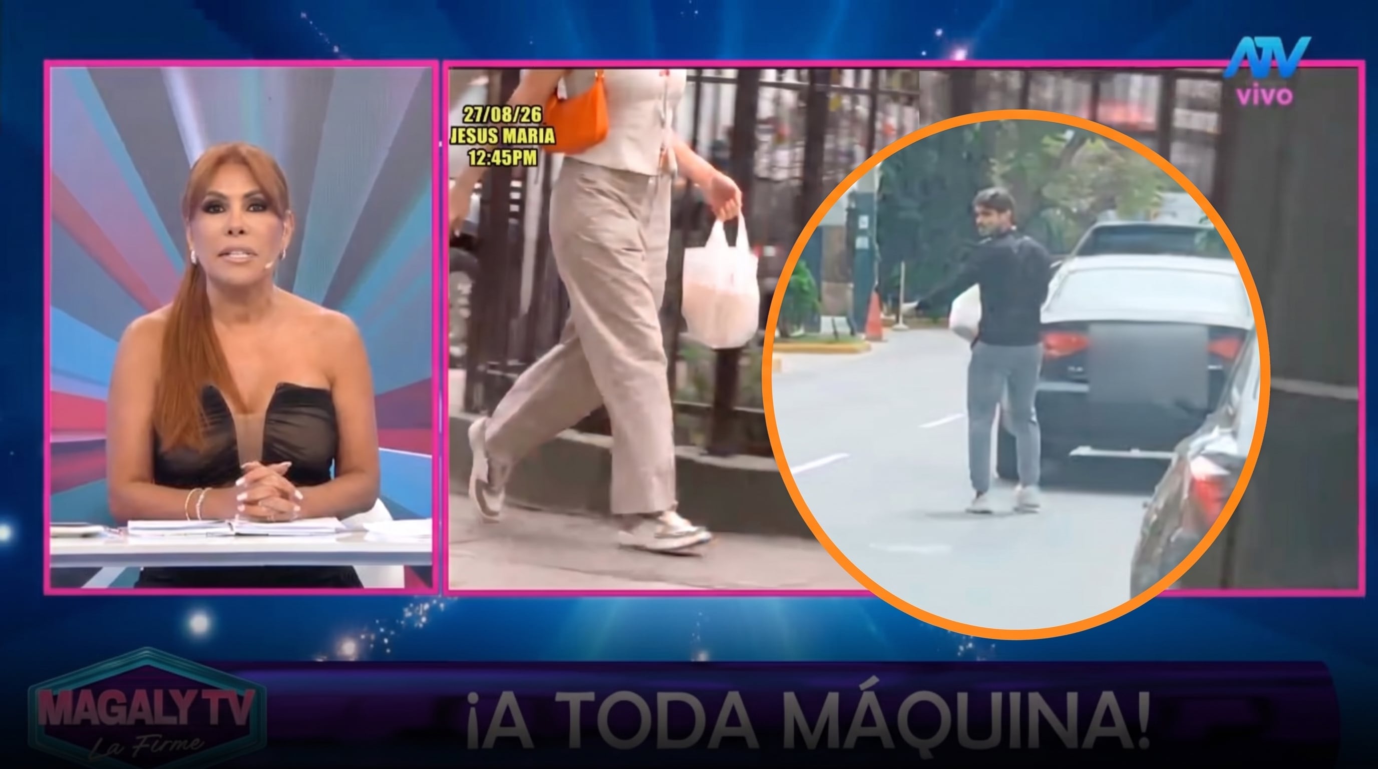 La conductora Magaly Medina difunde imágenes de Korina Rivadeneira acompañada por un hombre en el distrito de Jesús María. (Imagen Ilustrativa Infobae)