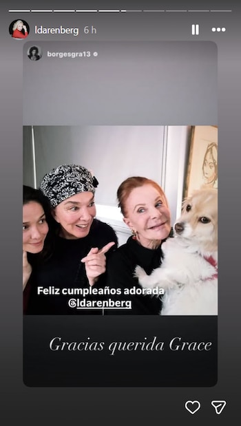 Laetitia d’Arenberg agradeció los mensajes de afecto de Graciela Borges