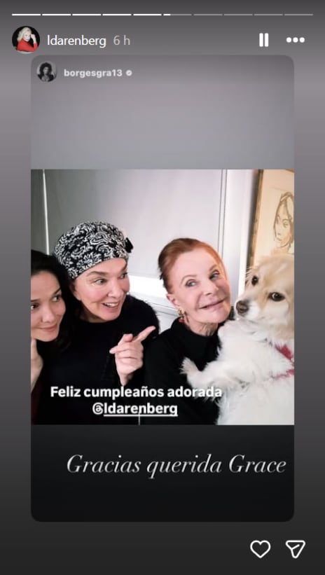 Laetitia d’Arenberg agradeció los mensajes de afecto de Graciela Borges