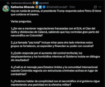 “La congresista Katherine Miranda cuestiona