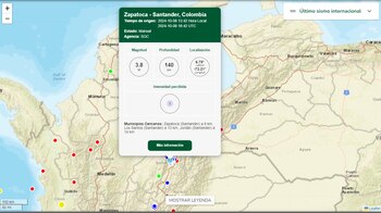 Sismo de 3.8 en Zapatoca, Santander - crédito SGC / Web