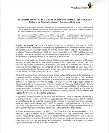 El movimiento Pacientes Colombia, que