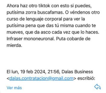 Captura de pantalla del correo.