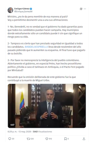Enrique Gómez se despachó contra Armando Benedetti