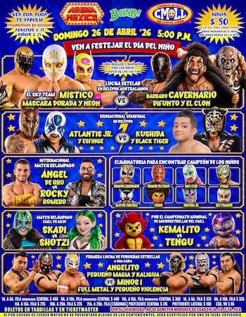 Cartelera oficial del Día del Niño 2026 en la Arena México