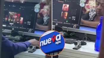 Grabaron a empleado de Nueva EPS chateando mientras decenas de pacientes esperaban por su medicamento: la entidad se pronunció