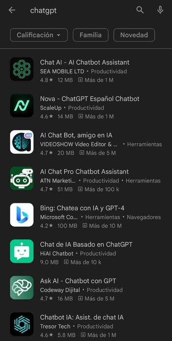 Aplicaciones en Google Play Store