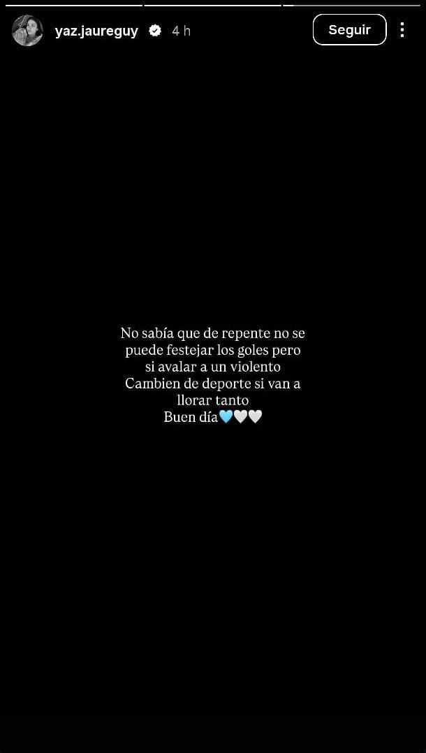 Yazmín Jaureguy, la esposa de Valentín Barco, expresó su furia tras el golpe de Jude Bellingham (Instagram)