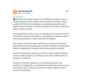 El mensaje de Voluntad Popular