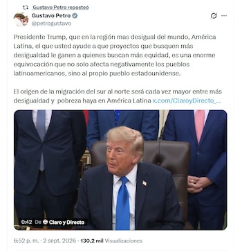 Petro apuntó contra el presidente de los EE. UU. Donald Trump, que el mismo día de la conferencia salió a respaldar la gestión de Abelardo de la Espriella - crédito @petrogustavo/X