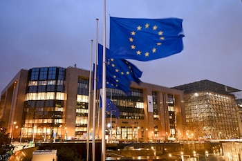 18/11/2021 Banderas de la UE frente al edificio Europa, sede del Consejo Europeo y del Consejo de la UE
POLITICA
CONSEJO EUROPEO