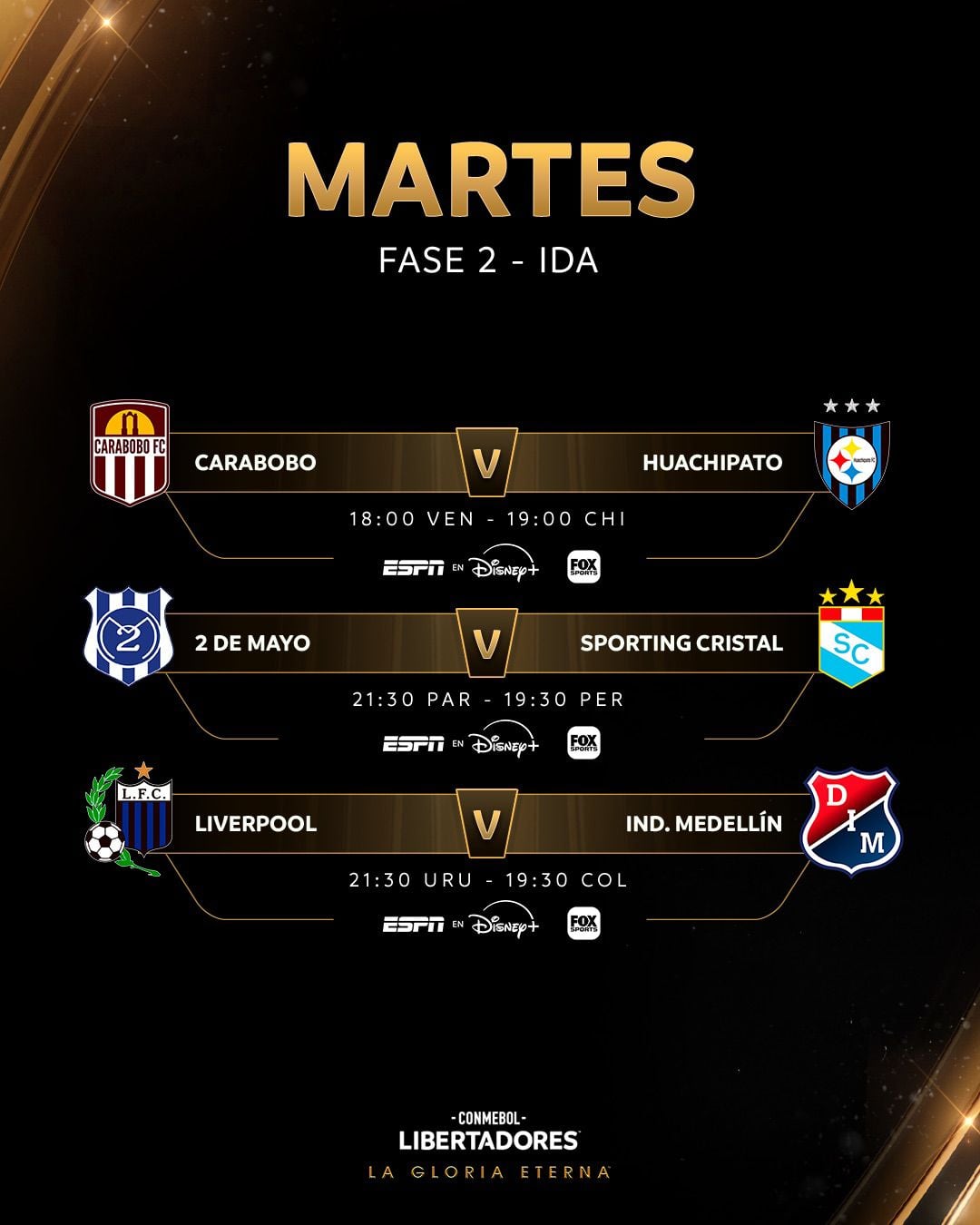 Así se jugará la fecha del 17 de febrero de 2026 en la fase 2 de la Copa Libertadores - crédito Conmebol