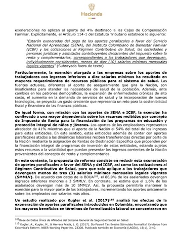 La exención otorgada a las empresas sobre los aportes de trabajadores con ingresos inferiores a diez salarios mínimos ha resultado en mayores requerimientos de recursos públicos para el sistema de salud - crédito Ministerio de Hacienda