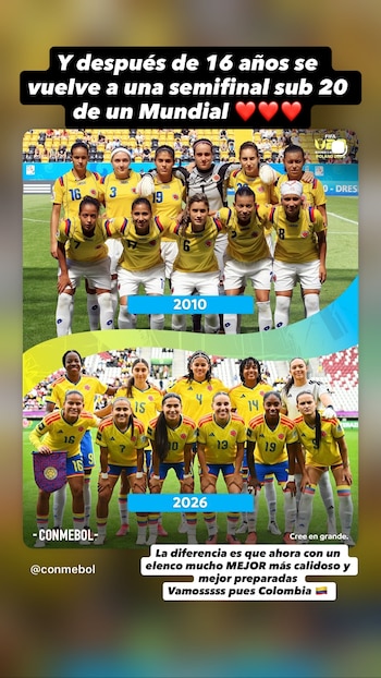 Post de Yoreli Rincón en Instagram tras la clasificación de la selección Colombia a la semifinal de la Copa Mundial Femenina Sub-20 de la FIFA 2026 - crédito Yoreli Rincón