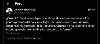 Daniel Briceño le contestó al