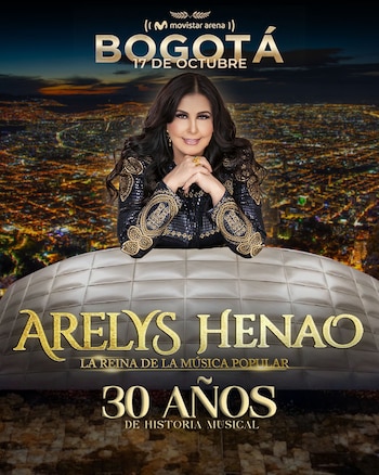 El próximo 17 de octubre, el Movistar Arena de Bogotá será el escenario del espectáculo con el que Arelys Henao festejará su trigésimo aniversario artístico.