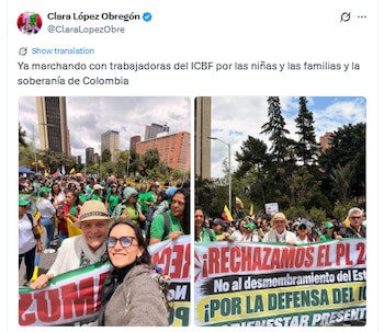 Clara López Obregón, dirigente política de izquierda, apoyó la presencia de funcionarios del - crédito @ClaraLopezObre/X