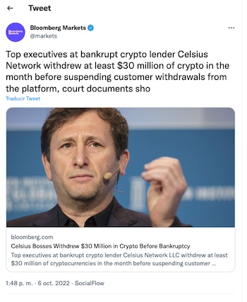 La agencia Bloomberg alertó por