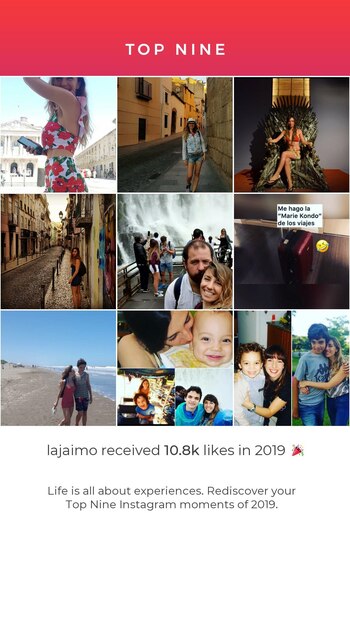Top Nine hace un resumen de los posteos con más "me gusta" y también incluye el número de likes que se recibió en total durante el año.