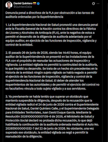 Daniel Quintero - crédito @QuinteroCalle/X