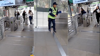 Indignación en redes sociales por mujeres que se colaron en una estación de Transmilenio frente al vigilante: “Robando descaradamente”