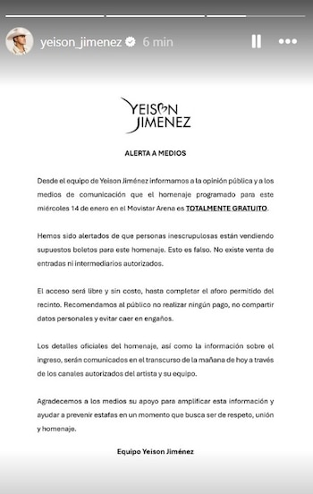 Entrada al homenaje a Yeison
