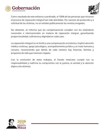 Segob concluye la reparación integral del daño a víctimas del Tren Interoceánico.