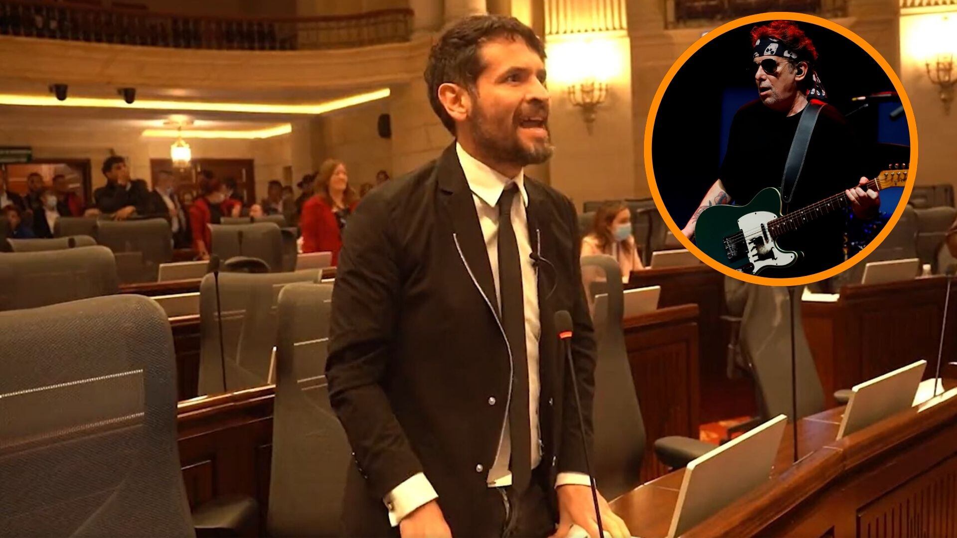 Juan Carlos Losada volvió a arremeter en contra de Andrés Calamaro después de que hablara de su controversia en Cali - crédito Cámara de Representantes y EFE/Thais Llorca