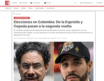 Publicación RFI sobre las Elecciones en Colombia - crédito RFI