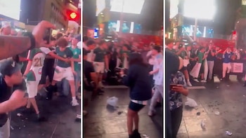 Hubo golpes y patadas durante una concentración en Times Square (Captura de Video)