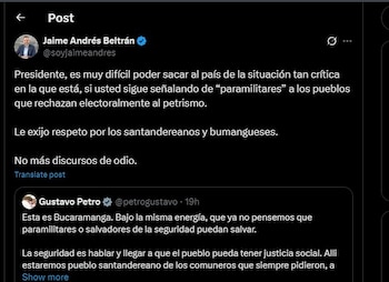 Jaime Andrés Beltrán contestó a
