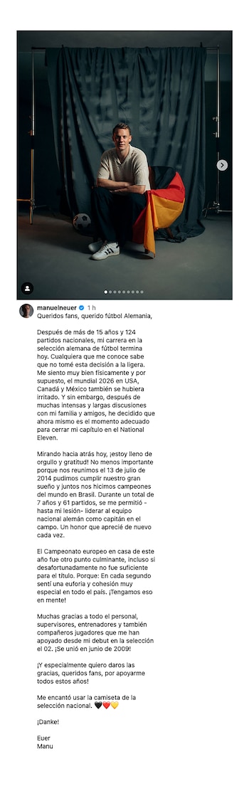 Manuel Neuer anunció su retiro