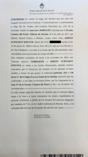 El documento que confirma el