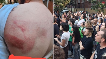 Imágenes de cómo los vecinos de Vallecas defienden a la familia de Adolfo (@pah_vallekas)