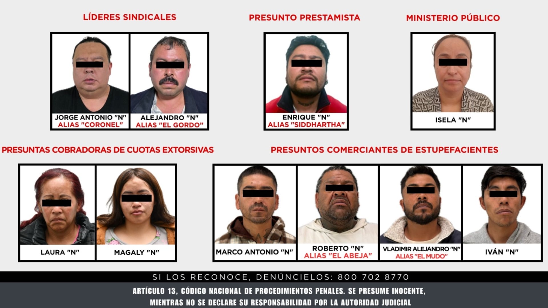 Este 9 de septiembre la Fiscalía Mexiquense dio a conocer los avances de la investigación en contra de los presuntos criminales. Crédito: FGJEM