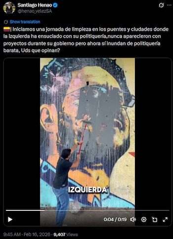 Borran mural de Iván Cepeda