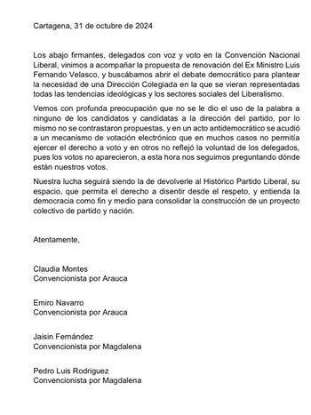 El exministro Luis Fernando Velasco reveló documento en el que se denuncia un presunto fraude en la reelección de César Gaviria - crédito @velascoluisf/X