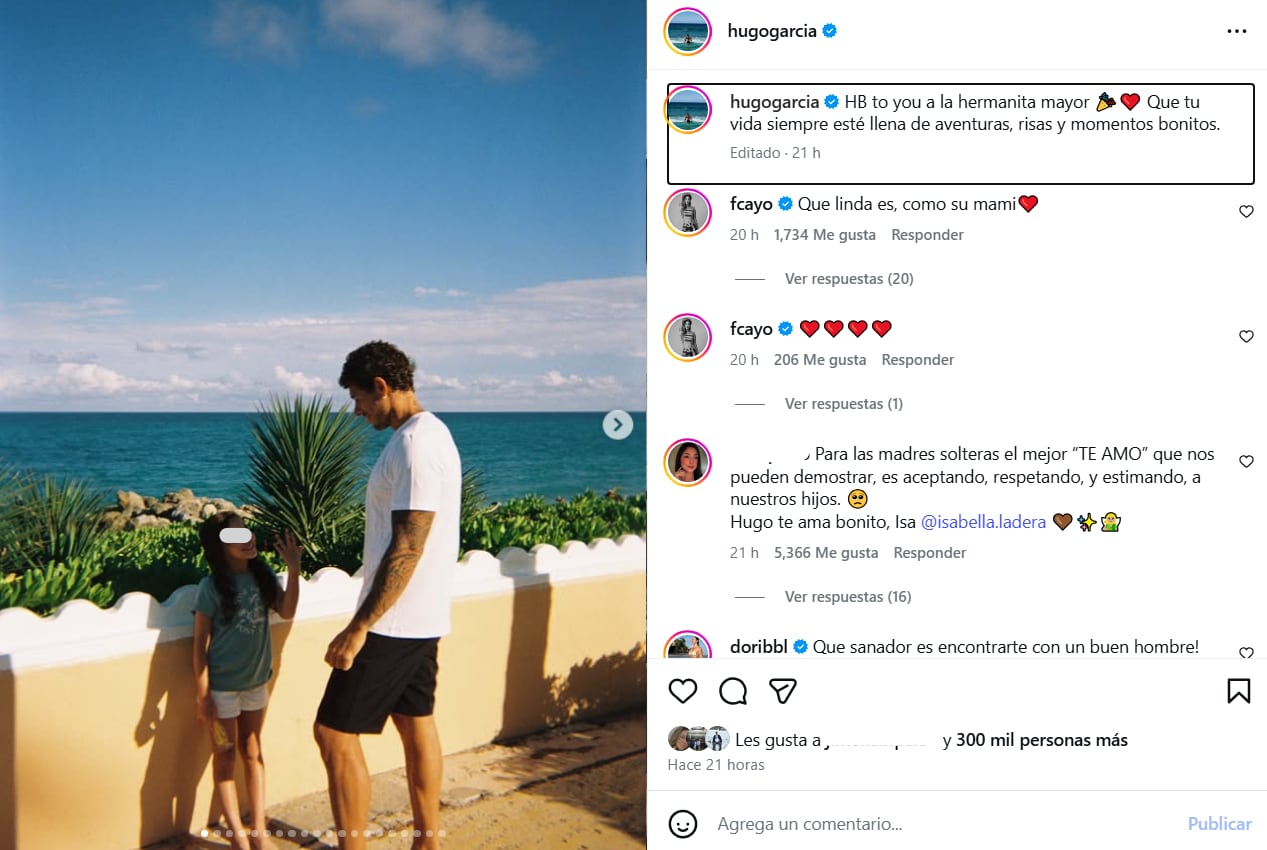 Mía celebró sus cinco años rodeada de su madre, Isabella, y Hugo García, quien demostró su rol activo como figura paterna.