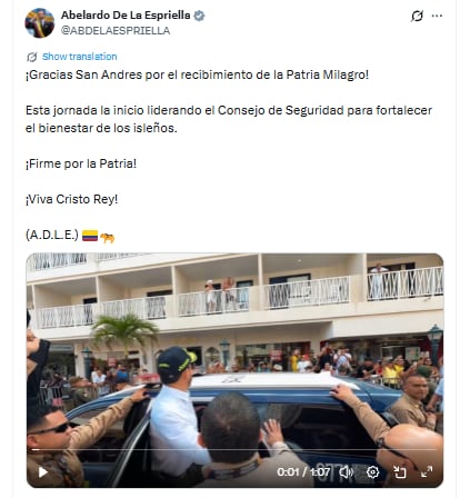 Presidente De la Espriella fue a San Andrés para fomentar la presencia estatal - crédito @ABDELAESPRIELLA/X