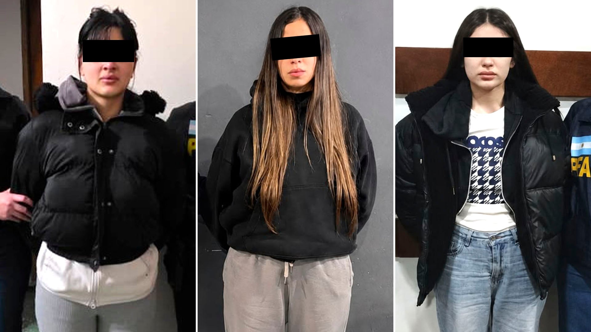 Sol Tamara O., Melany R. y Pía Nahir J., las tres acusadas tras su arresto
