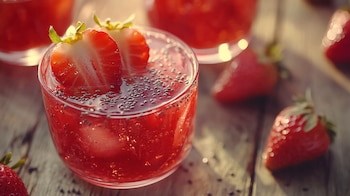 Gelatina frutal casera decorada con