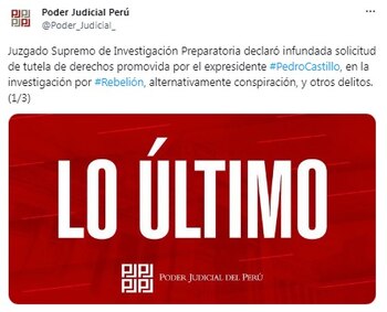 Poder Judicial rechazó nuevo recurso