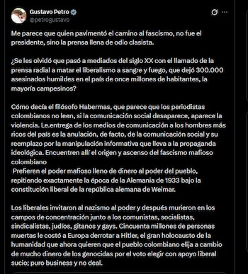 Gustavo Petro - crédito @petrogustavo/X