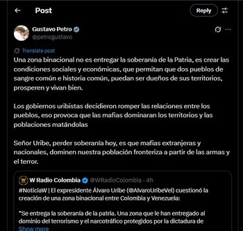 Gustavo Petro defendió la zona