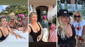 Wanda Nara festejó el fallo judicial junto a sus hijas y su novio en Portofino: playa, paddle board y langosta