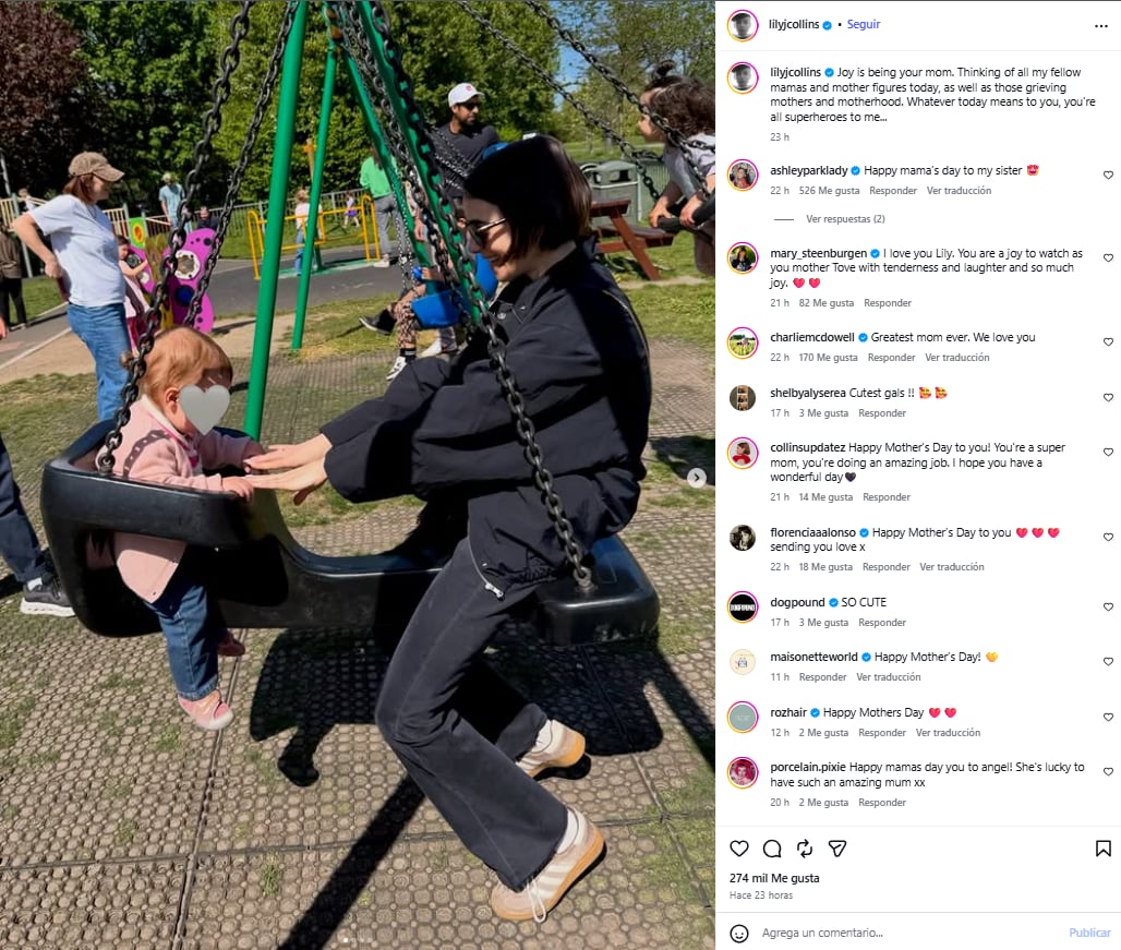 La actriz celebró por primera vez el Día de la Madre como mamá de su hija Tove (Instagram)