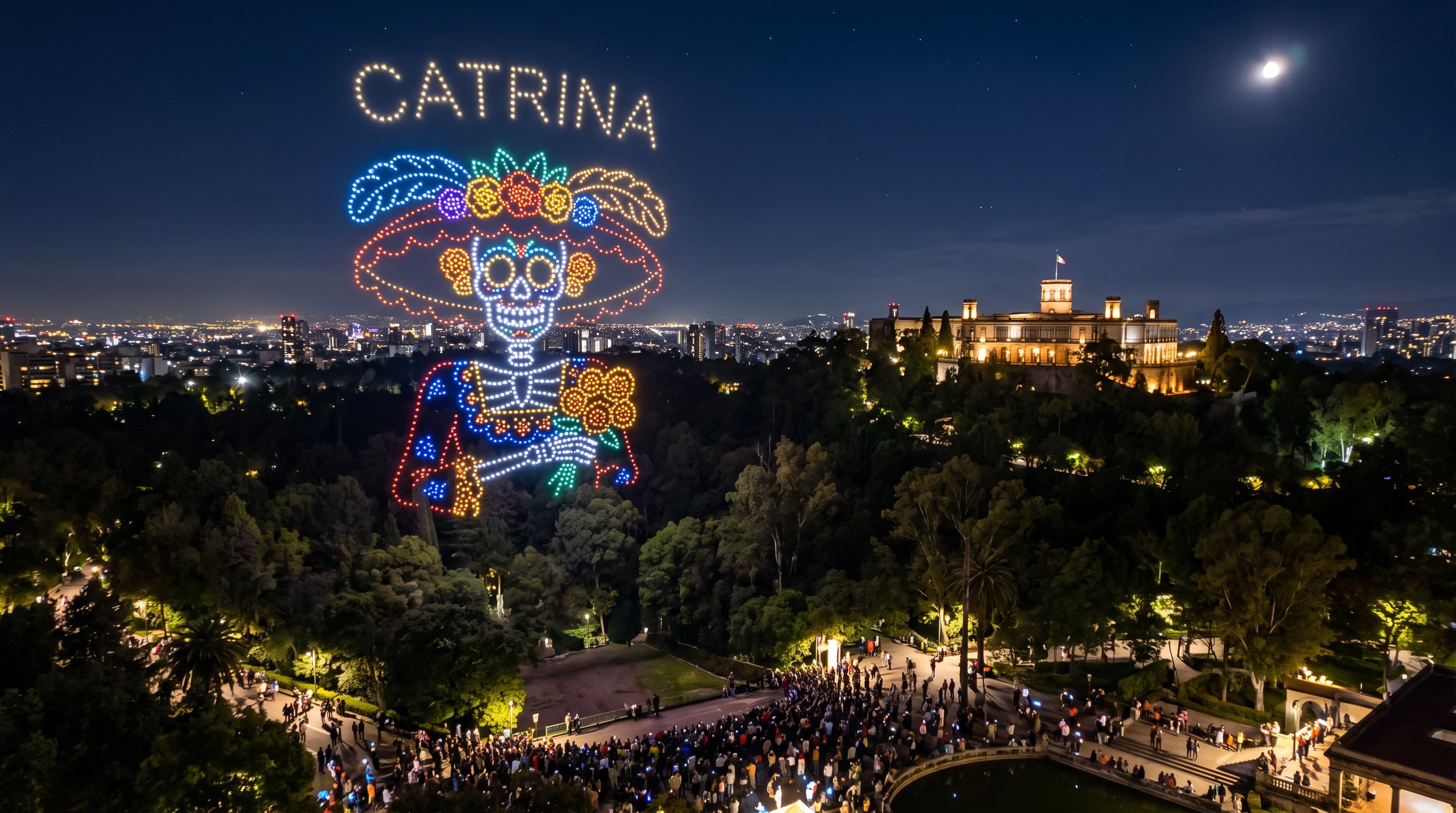 El Bosque de Chapultepec extiende su horario hasta las 22:00 horas con un espectáculo de drones durante la temporada de Día de Muertos. (Imagen Ilustrativa Infobae)
