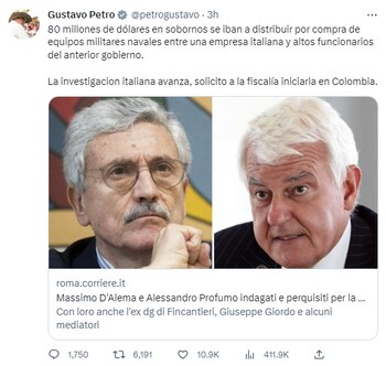 Presidente Petro solicitó intervención de la Fiscalía en contrato de compra de equipos militares a una empresa italiana