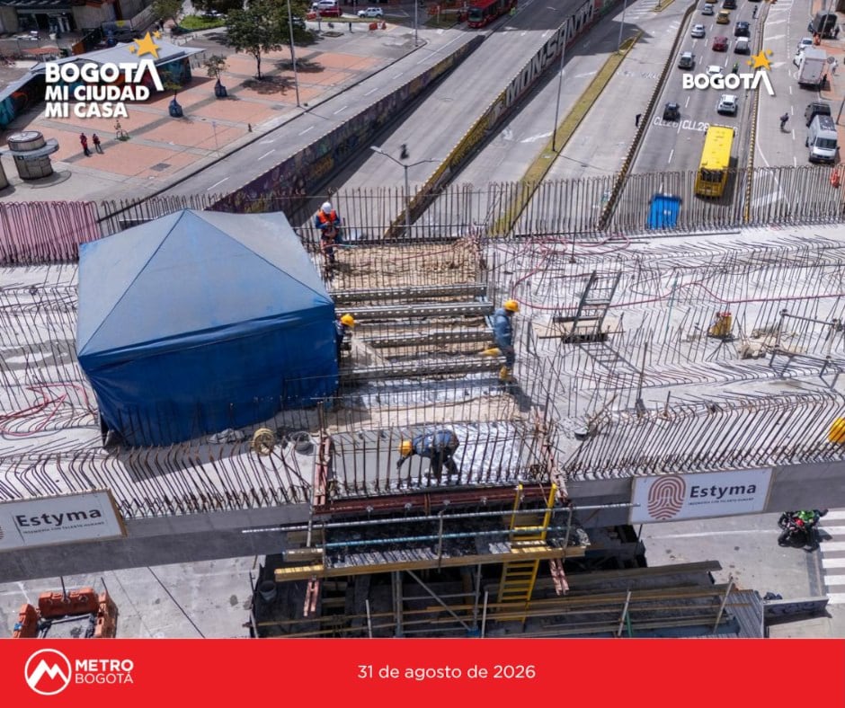 La Línea 1 del Metro de Bogotá registró un avance del 81,25 % al 31 de julio de 2026 con la culminación de este puente ferroviario de 215 metros - crédito Metro de Bogotá