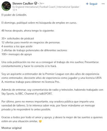 El otro posteo del ex futbolista